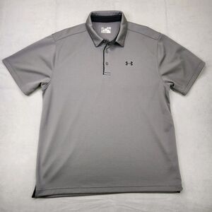 Under Armour Tech Golf Polo Shirt Mens XL Gray Short Sleeve Heatgear Performance